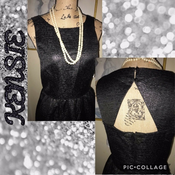 KENSIE BLACK METALLIC DRESS~CUT OUT BACK~MEDIUM - Picture 2 of 7